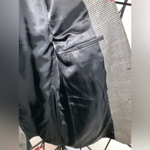 Jos. A. Bank 44R Black Gold Dark Drown Wool Silk Plaid Suit Blazer Jacket Coat - Picture 10 of 11